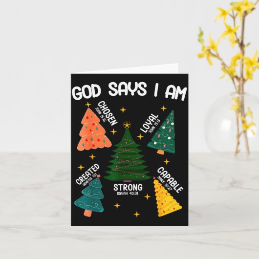 God Says I Am Christmas Tree Lover Men Women Chris Kaart (Gele Bloem)