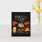 God Says I Am Fall Vibes Autumn Christian Women Me Kaart (Gele Bloem)