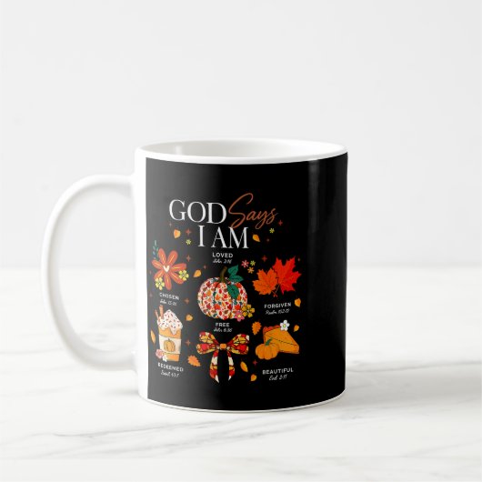 God Says I Am Fall Vibes Autumn Christian Women Me Koffiemok (Links)