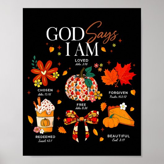 God Says I Am Fall Vibes Autumn Christian Women Me Poster (Voorkant)