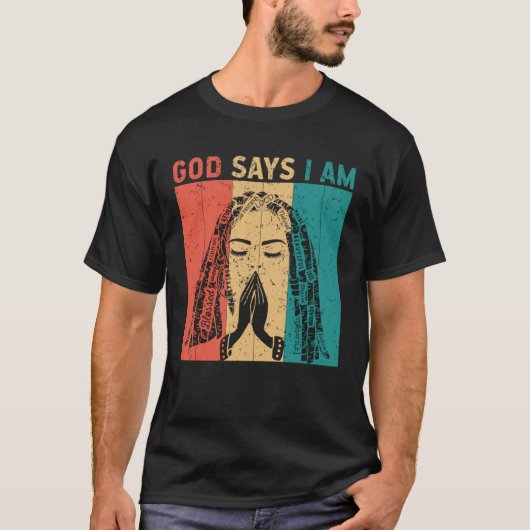 God says i am Locd rastafarian rasta dreadlocks T-shirt (Voorkant)
