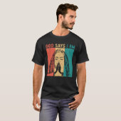 God says i am Locd rastafarian rasta dreadlocks T-shirt (Voorkant volledig)