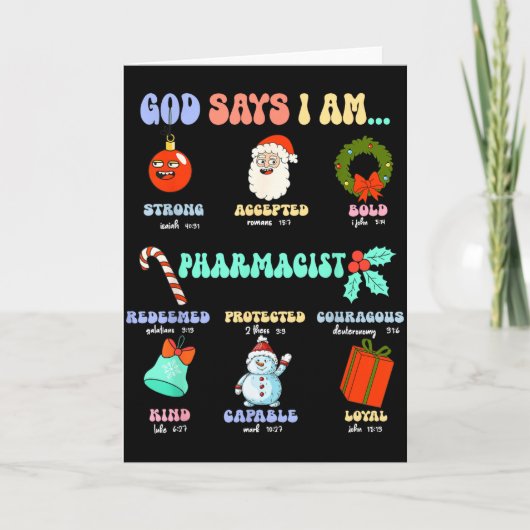 God Says I Am Pharmacist Christmas Pharmacy Tech C Kaart (Voorkant)