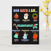 God Says I Am Pharmacist Christmas Pharmacy Tech C Kaart (Gele Bloem)