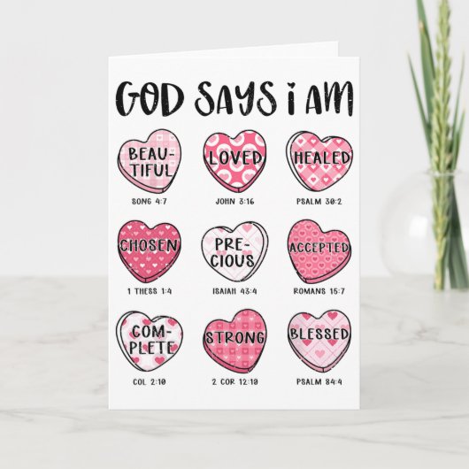 God Says I Am Valentine Candy Christian Religious Kaart (Voorkant)