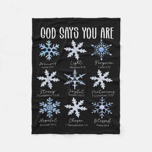 God Says You Are Christian Snowflake Christmas Bib Fleece Deken (Voorkant)