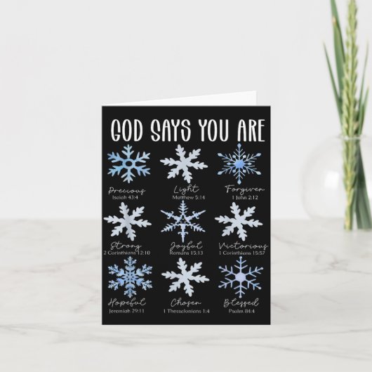 God Says You Are Christian Snowflake Christmas Bib Kaart (Voorkant)