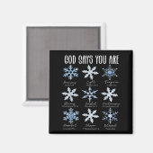 God Says You Are Christian Snowflake Christmas Bib Magneet (Voorkant / Achterkant)