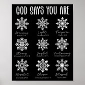 God Says You Are Christian Snowflake Christmas Bib Poster (Voorkant)