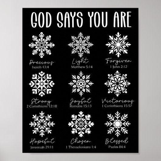 God Says You Are Christian Snowflake Christmas Bib Poster (Voorkant)
