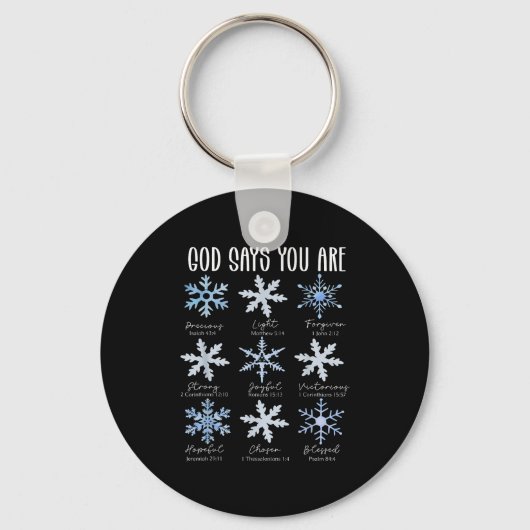 God Says You Are Christian Snowflake Christmas Bib Sleutelhanger (Voorkant)
