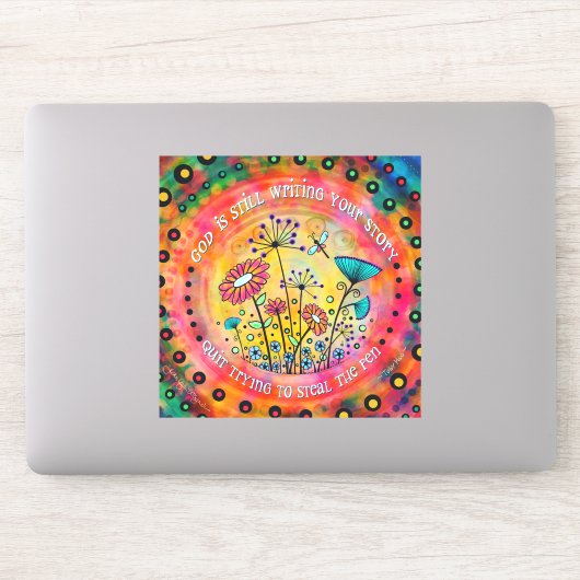God schrijft nog steeds jouw verhaal  bloemen sticker (Computer)