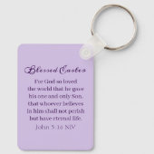 God So Loved the World Lavender Heart Cross Sleutelhanger (Achterkant)