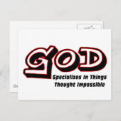 God specialiseert zich in dingen die onmogelijk wo briefkaart (Voorkant / Achterkant)