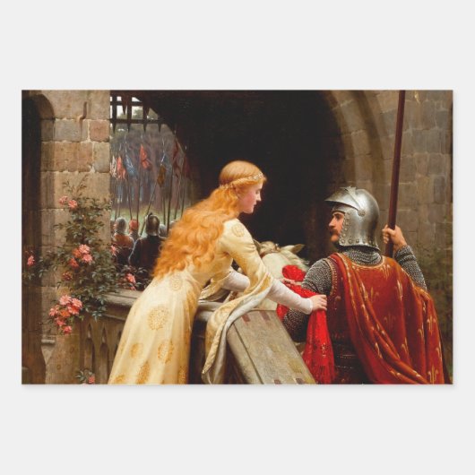 God Speed Edmund Leighton Fine Art Middeleeuws Inpakpapier Vel (Voorkant 3)