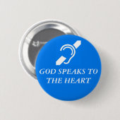 God spreekt tegen het hart ronde button 5,7 cm (Voorkant /achterkant)