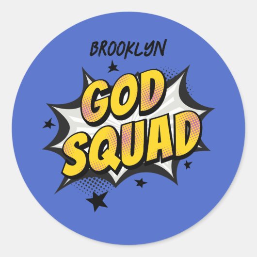 God Squad Christelijke jeugdgroep Zondag school Ronde Sticker (Voorkant)