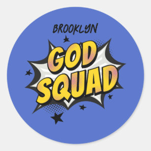 God Squad Christelijke jeugdgroep Zondag school Ronde Sticker