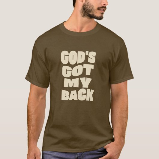 God staat achter me bruin T-shirt (Voorkant)