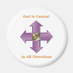 God staat centraal in alle richtingen magneet