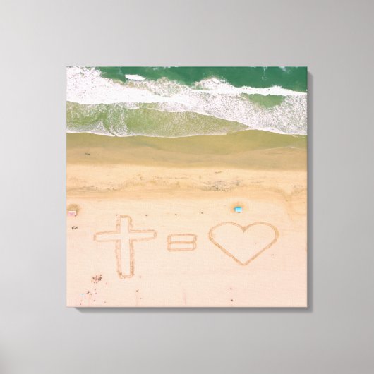 God staat gelijk aan LOVE, Jezus is Liefde, strand Canvas Afdruk (Voorkant)