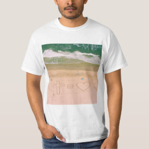 God staat gelijk aan LOVE, Jezus is Liefde, strand T-shirt