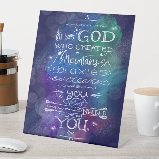 God sterrenstelsel citeert astronomisch geschenk i reclamebord met voetstuk (Insitu)