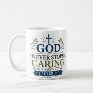 God stopt nooit met zorgen Dagelijkse Aanmoediging Koffiemok