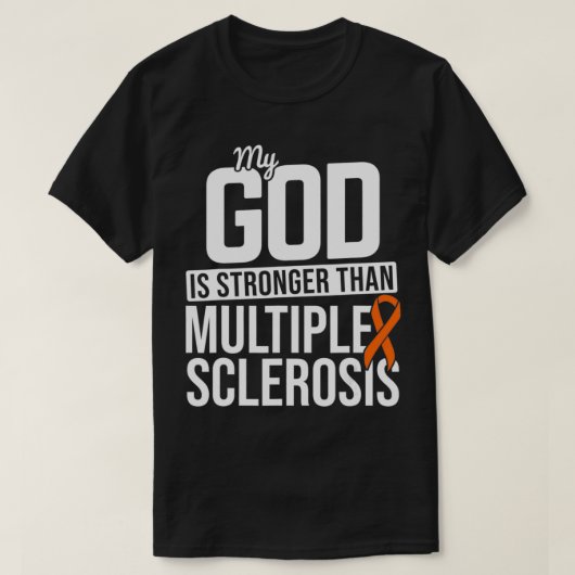 God Stronger Multiple Sclerosis MS Awareness Orang T-shirt (Design voorkant)