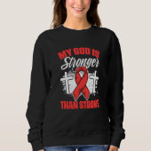 God Stronger Stroke Survivor Red Ribbon Stroke Awa Trui (Voorkant)