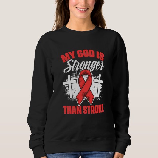 God Stronger Stroke Survivor Red Ribbon Stroke Awa Trui (Voorkant)