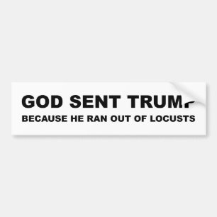 God stuurde Trump omdat hij geen sprinkhanen meer  Bumpersticker