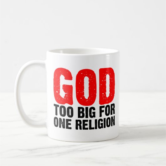 GOD TE GROOT VOOR ÉÉN RELIGING KOFFIEMOK (Links)