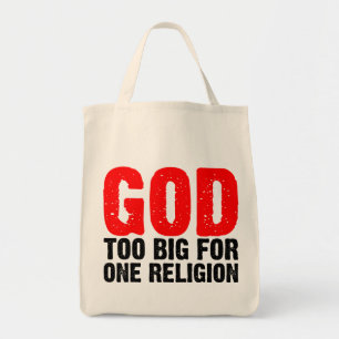 GOD TE GROOT VOOR ÉÉN RELIGING TOTE BAG