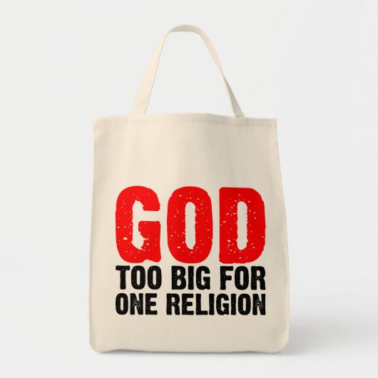 GOD TE GROOT VOOR ÉÉN RELIGING TOTE BAG (Voorkant)