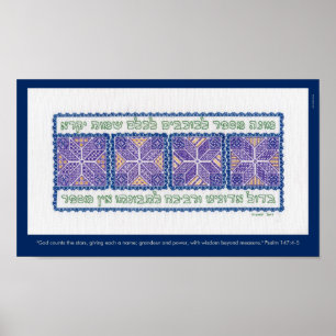 "God telt de sterren" Psalm 147:4-5, vertaling Poster