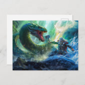 God Thor with Thorshammer fighting Midgards snake Briefkaart (Voorkant / Achterkant)
