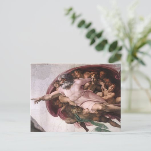 God van de schepping van Adam in detail Briefkaart (Staand voorkant)