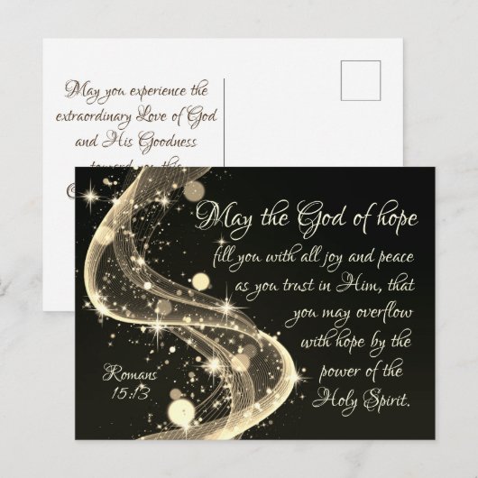 God van hoop, Romeinen 15:13 Bijbelvers, Kerstmis Feestdagenkaart (Voorkant / Achterkant)