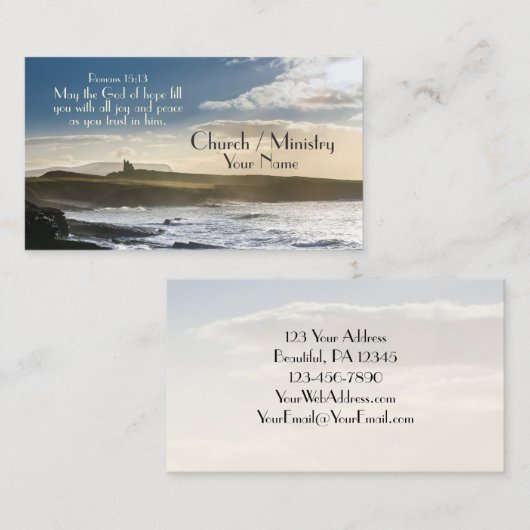 God van hoop, Romeinen 15:13 Bijbelverse, Ierse ku Visitekaartje (Voorkant / Achterkant)