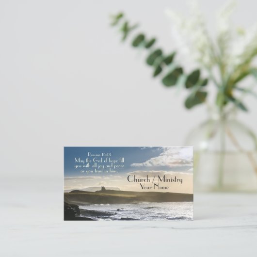 God van hoop, Romeinen 15:13 Bijbelverse, Ierse ku Visitekaartje (Staand voorkant)