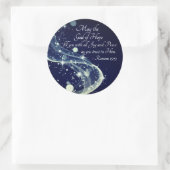 God van hoop, Romeinen 15:13 Bijbelverse, Kerstmis Ronde Sticker (Tas)