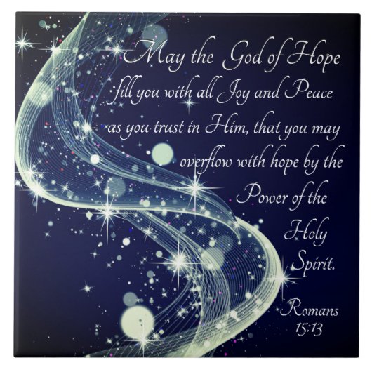 God van hoop, Romeinen 15:13 Bijbelverse, Kerstmis Tegeltje (Voorkant)