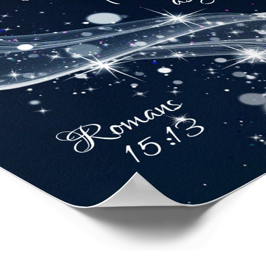 God van hoop, Romeinen 15:13 Bijbelverse. Poster (Hoek)