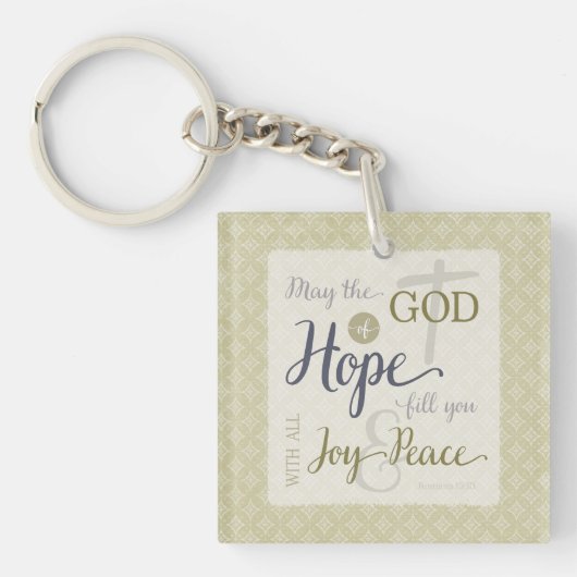 God van hoop vult u met vreugde en vrede sleutelhanger (Voorkant)