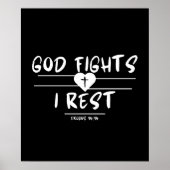 God vecht, ik rust – Exodus 14:14 Poster (Voorkant)