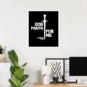 God vecht voor mij (1 Samuel 17:47) Poster (Thuiskantoor)