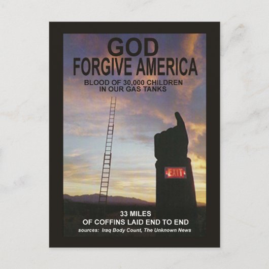 God vergeeft Amerika Briefkaart (Voorkant)