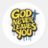 God verlaat je nooit - Wit Ronde Sticker (Voorkant)