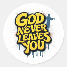 God verlaat je nooit - Wit Ronde Sticker